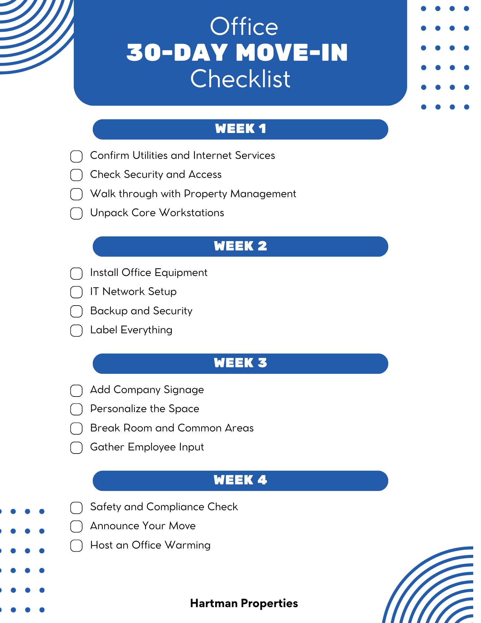 office move-in checklist